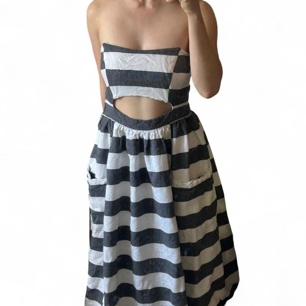 Mara hoffman dark greyblack and white striped dress